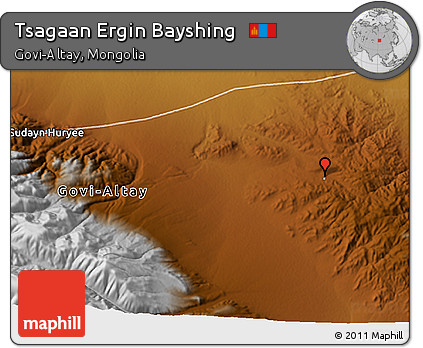 Physical 3D Map of Tsagaan Ergin Bayshing