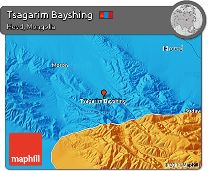 Political 3D Map of Tsagarim Bayshing
