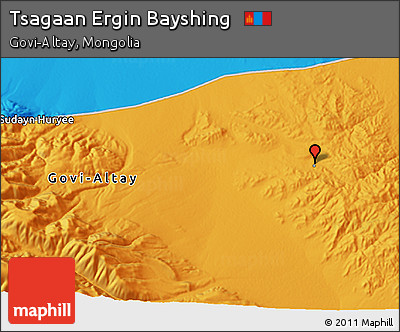 Political 3D Map of Tsagaan Ergin Bayshing