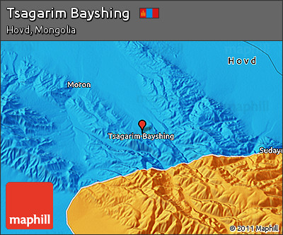 Political 3D Map of Tsagarim Bayshing