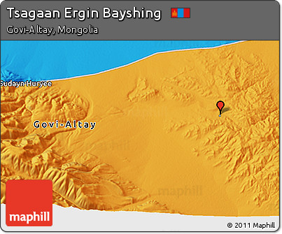 Political 3D Map of Tsagaan Ergin Bayshing