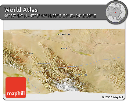 Satellite 3D Map of the Area around 46° 51' 18" N, 93° 34' 29" E