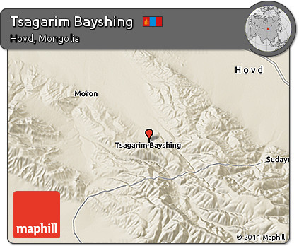 Shaded Relief 3D Map of Tsagarim Bayshing