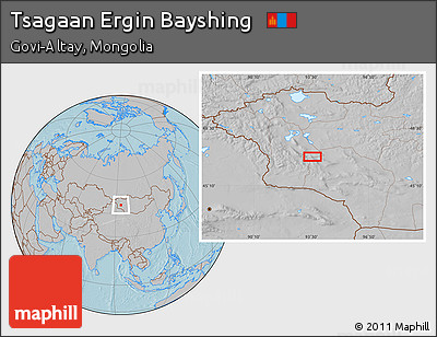 Gray Location Map of Tsagaan Ergin Bayshing, hill shading