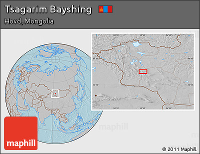 Gray Location Map of Tsagarim Bayshing, hill shading