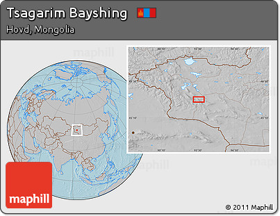 Gray Location Map of Tsagarim Bayshing, hill shading