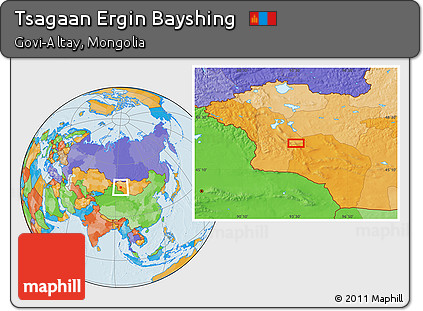 Political Location Map of Tsagaan Ergin Bayshing