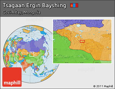 Political Location Map of Tsagaan Ergin Bayshing
