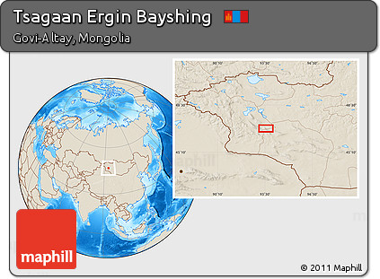 Shaded Relief Location Map of Tsagaan Ergin Bayshing