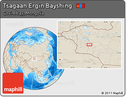 Shaded Relief Location Map of Tsagaan Ergin Bayshing