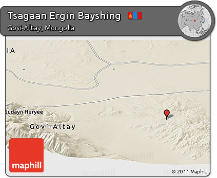 Shaded Relief Panoramic Map of Tsagaan Ergin Bayshing