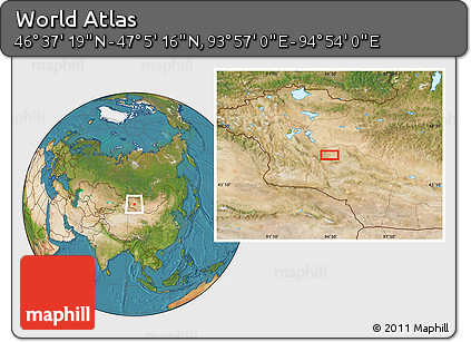 Satellite Location Map of the Area around 46° 51' 18" N, 94° 25' 30" E