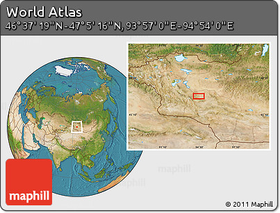 Satellite Location Map of the Area around 46° 51' 18" N, 94° 25' 30" E