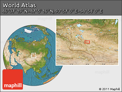 Satellite Location Map of the Area around 46° 51' 18" N, 94° 25' 30" E