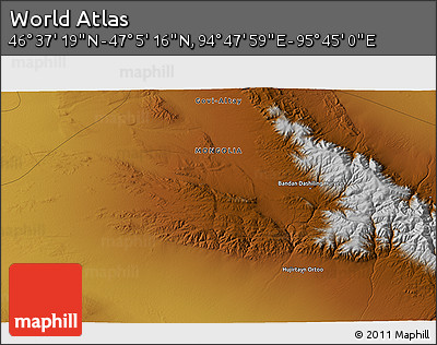 Physical 3D Map of the Area around 46° 51' 18" N, 95° 16' 30" E