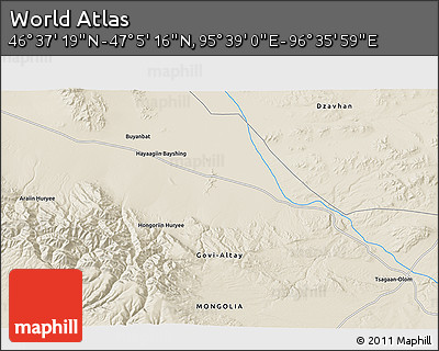 Shaded Relief 3D Map of the Area around 46° 51' 18" N, 96° 7' 30" E