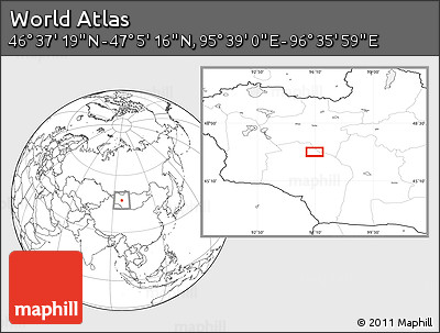 Blank Location Map of the Area around 46° 51' 18" N, 96° 7' 30" E