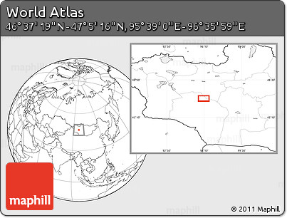 Blank Location Map of the Area around 46° 51' 18" N, 96° 7' 30" E