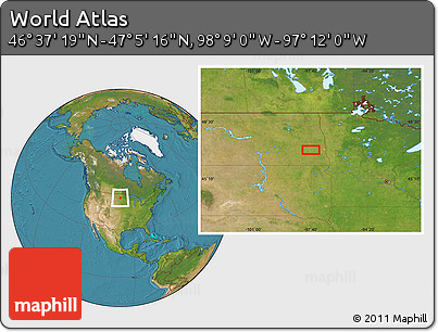 Satellite Location Map of the Area around 46° 51' 18" N, 97° 40' 30" W