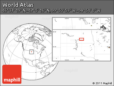 Blank Location Map of the Area around 46° 51' 18" N, 99° 22' 30" W