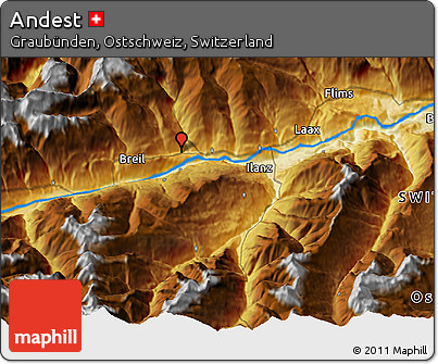 Physical 3D Map of Andest