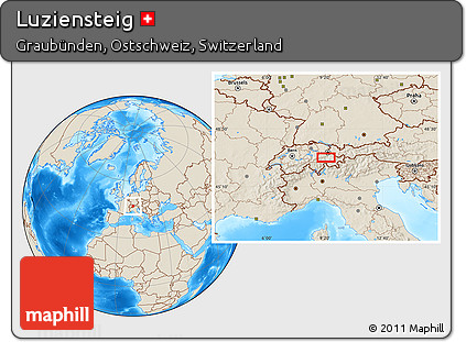 Shaded Relief Location Map of Luziensteig
