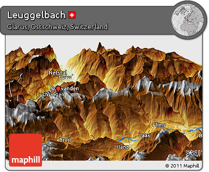 Physical Panoramic Map of Leuggelbach