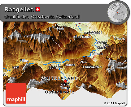 Physical Panoramic Map of Rongellen