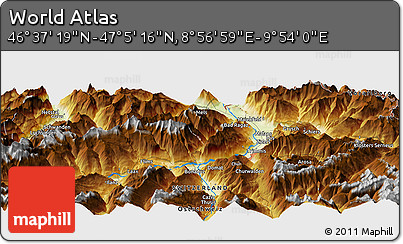 Physical Panoramic Map of the Area around 46° 51' 18" N, 9° 25' 30" E