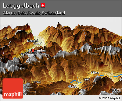 Physical Panoramic Map of Leuggelbach