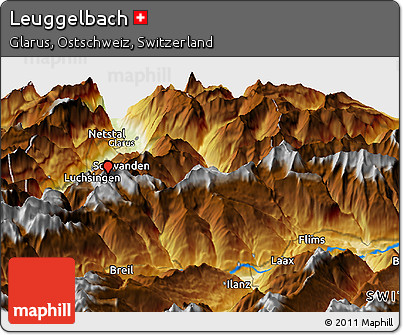 Physical Panoramic Map of Leuggelbach