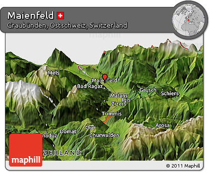 Satellite Panoramic Map of Maienfeld