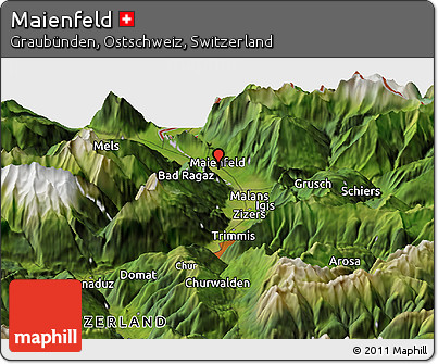Satellite Panoramic Map of Maienfeld