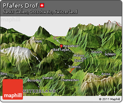 Satellite Panoramic Map of Pfäfers Drof