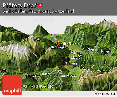 Satellite Panoramic Map of Pfäfers Drof