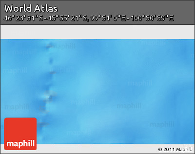 Physical 3D Map of the Area around 46° 9' 26" S, 100° 22' 30" E
