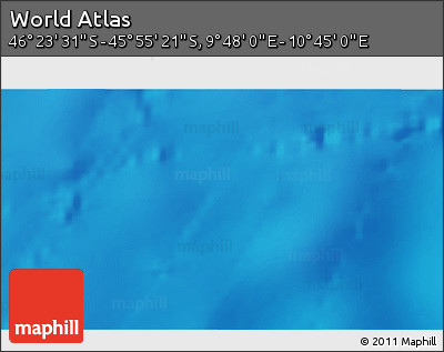 Physical 3D Map of the Area around 46° 9' 26" S, 10° 16' 30" E