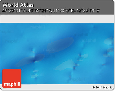 Physical 3D Map of the Area around 46° 9' 26" S, 11° 58' 29" E