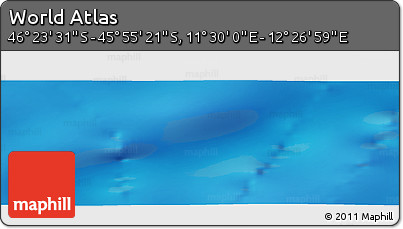 Physical Panoramic Map of the Area around 46° 9' 26" S, 11° 58' 29" E
