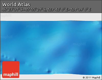 Shaded Relief 3D Map of the Area around 46° 9' 26" S, 124° 10' 30" E