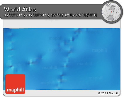 Physical 3D Map of the Area around 46° 9' 26" S, 128° 25' 30" E