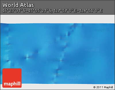 Physical 3D Map of the Area around 46° 9' 26" S, 128° 25' 30" E