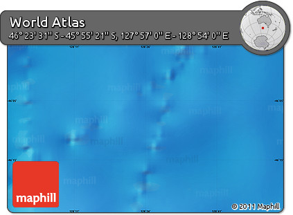Physical Map of the Area around 46° 9' 26" S, 128° 25' 30" E