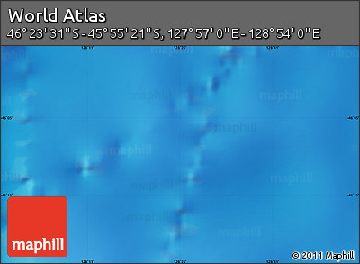Physical Map of the Area around 46° 9' 26" S, 128° 25' 30" E