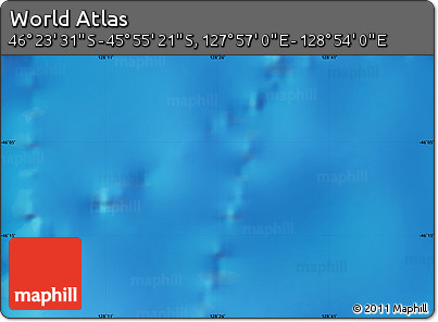 Physical Map of the Area around 46° 9' 26" S, 128° 25' 30" E