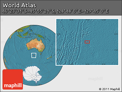 Satellite Location Map of the Area around 46° 9' 26" S, 129° 16' 30" E
