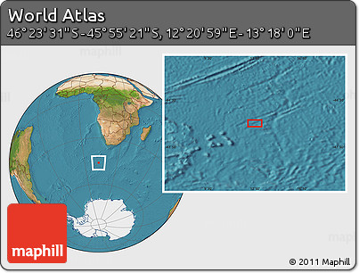 Satellite Location Map of the Area around 46° 9' 26" S, 12° 49' 29" E