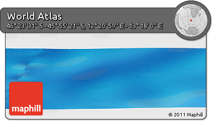 Physical Panoramic Map of the Area around 46° 9' 26" S, 12° 49' 29" E