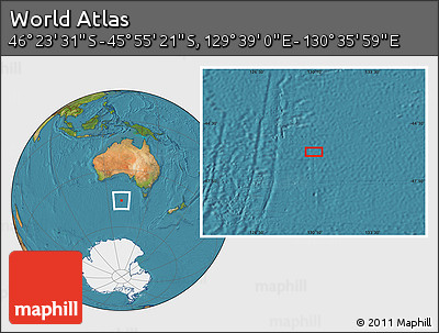 Satellite Location Map of the Area around 46° 9' 26" S, 130° 7' 30" E