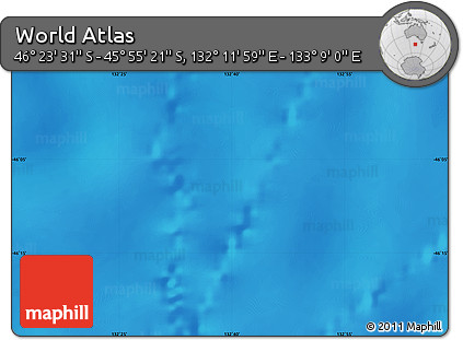 Physical Map of the Area around 46° 9' 26" S, 132° 40' 30" E